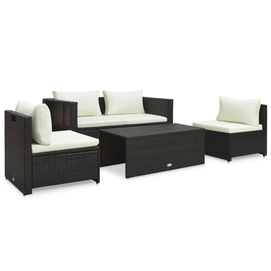 vidaXL 6-tlg Garten-Lounge-Set aus braunem PE-Rattan mit Auflagen und pulverbeschichtetem Stahlgestell - Bild 2