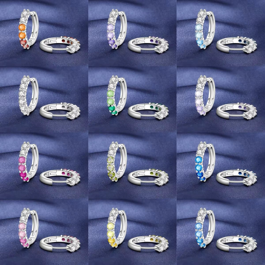 MISEFF Ohrringe, 925 Sterling Silber, mehrfarbiger Geburtsstein, Damen - Bild 2