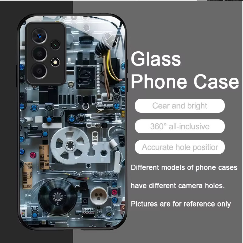 Samsung Galaxy Handyhülle mit mechanischem Platine-Muster aus Glas für S25 Ultra, S24, S23 Plus, S22, S21, S20 FE und A56 5G - Bild 3