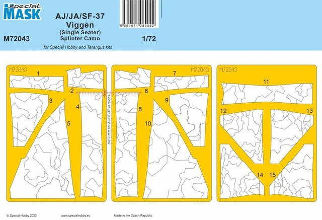 Special Hobby AJ/JA/SF-37 Viggen (Single Seater) - Splinter Camo Mask, 1:72 - Bild 1