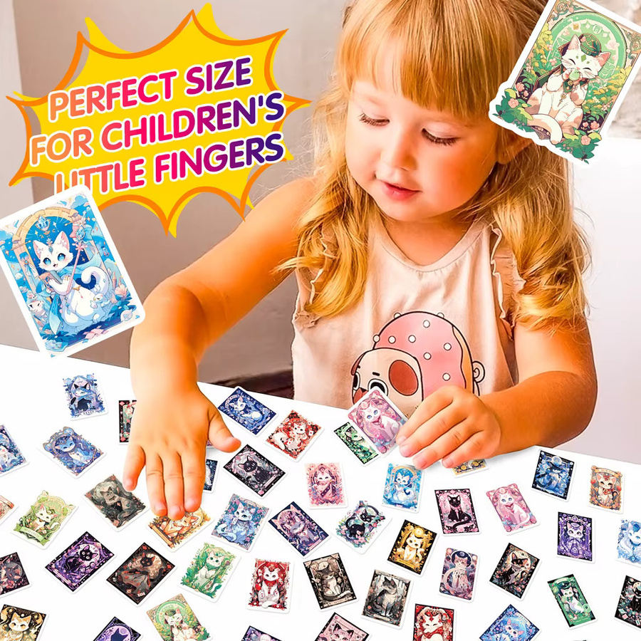 50 Stück Cartoon-Katze-Tarot-Aufkleber mit Wahrsagerei-Motiven von BulingBulingStickers Store in Multicolor - Bild 6