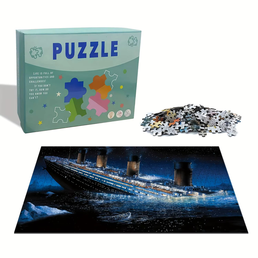 Titanic Sinking Puzzle, Nachtszene mit Eisberg und Sternenhimmel, 1000/500 Stück - Bild 6