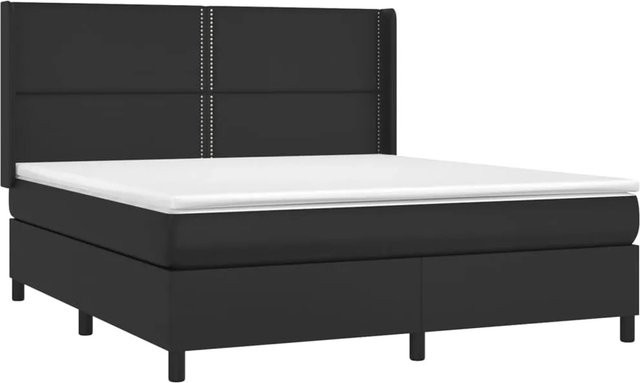 vidaXL Boxspringbett mit Matratze und LED-Beleuchtung in Schwarz aus Kunstleder, B/T/H: 180 x 200 x 118 cm - Bild 1