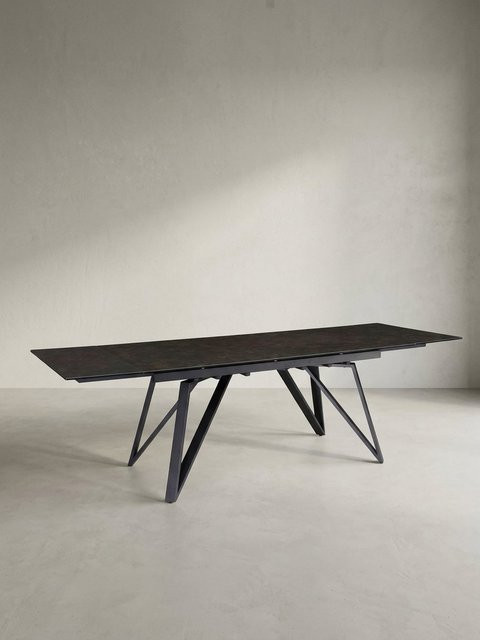Ausziehbarer Esstisch von KADIMA DESIGN in Schwarz mit Keramik und Glas in Marmoroptik, Rechteckig, B/T/H: 180 x 95 x 76 cm - Bild 1