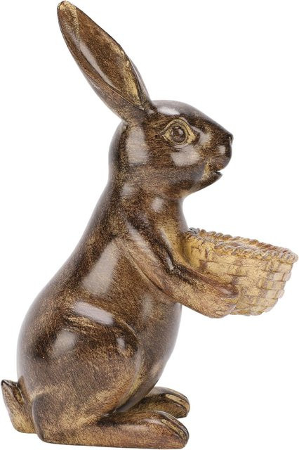 Fishine Gartenskulptur Harz-Hase in Bronze-Optik mit integriertem Vogelhäuschen für den Außenbereich - Bild 1
