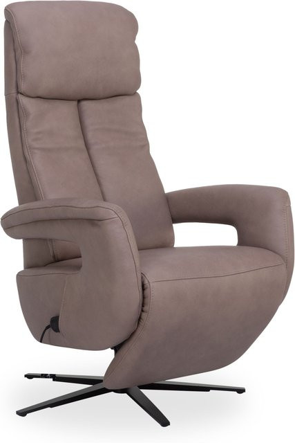 Relaxsessel MONDO BASIQUE aus Leder in Braun/Beige mit Armlehnen und Cold Foam Polsterung - Bild 1
