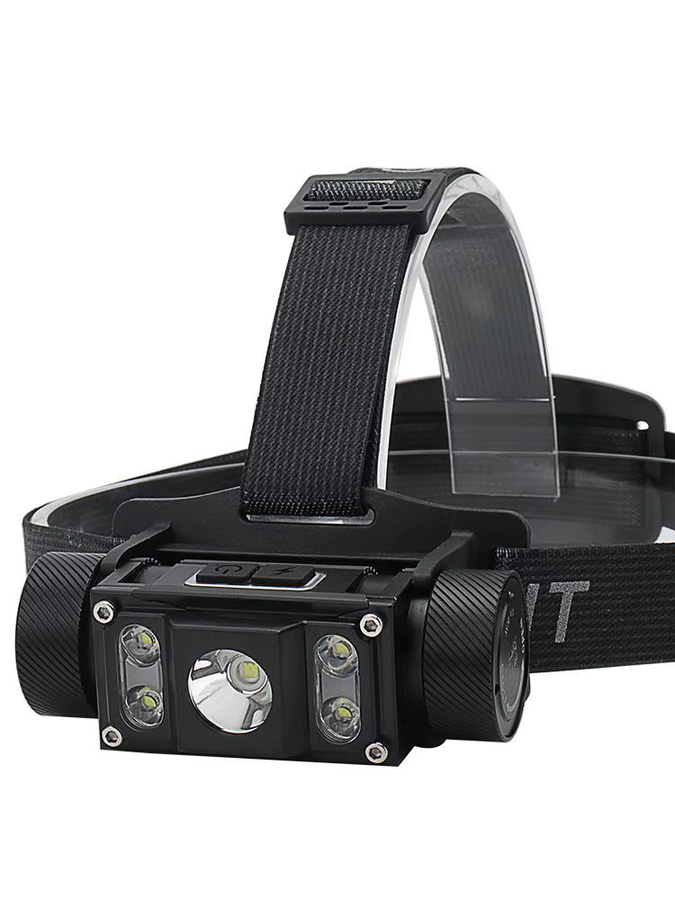 BORUiT LED Scheinwerfer 6000LM, wiederaufladbare Kopf-Taschenlampe mit TYPE-C, wasserdicht, Schwarz - Bild 7