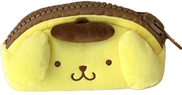 Pom Pom Purin Aufbewahrungstasche MARKET-3 aus gelbem Flanell, flache Kosmetiktasche und Federmäppel mit Reißverschluss, B/T/H: 20,0 x 20,0 x 7,0 cm - Bild 1