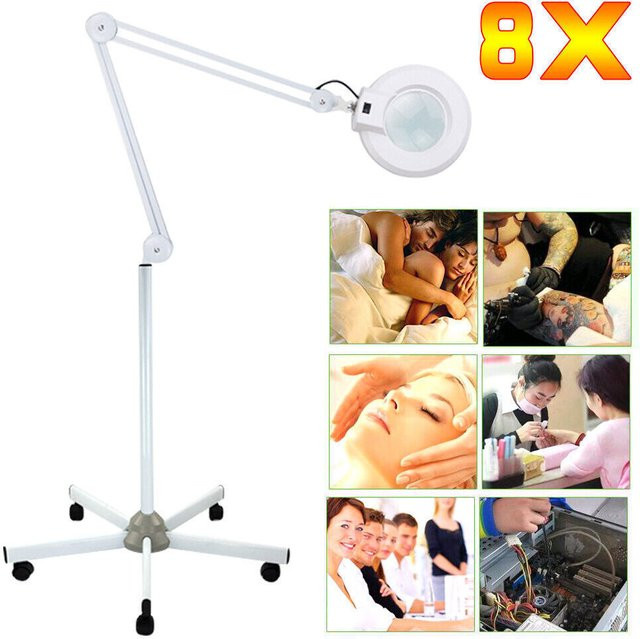 8X Lupenlampe mit 2400 lm LED-Licht in Weiß mit verstellbarem Ständer und 360 Grad Rotation für Handwerk, Reparatur und Beauty - Bild 1