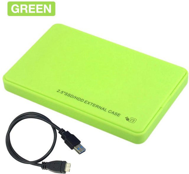 OutsideWorld Externes 2,5 Zoll USB 3.0 Festplattengehäuse für SATA HDD und SSD in Grün - Bild 1