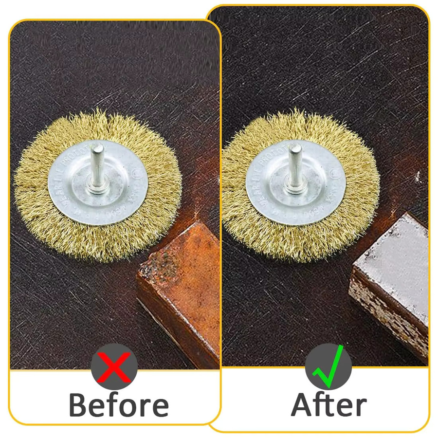 SI FANG 3-teiliges Messingdraht-Radbürsten-Set in Gold zur schnellen Entfernung von Rost, Farbe und Skalen von Metalloberflächen - Bild 3