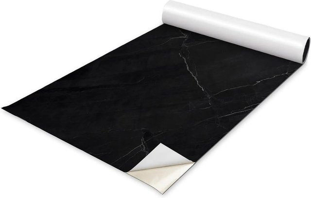 Tulup Möbelfolie Schwarzer Marmor in Matt, Schwarz, Breite: 65 cm, Länge: 130 cm - Bild 1