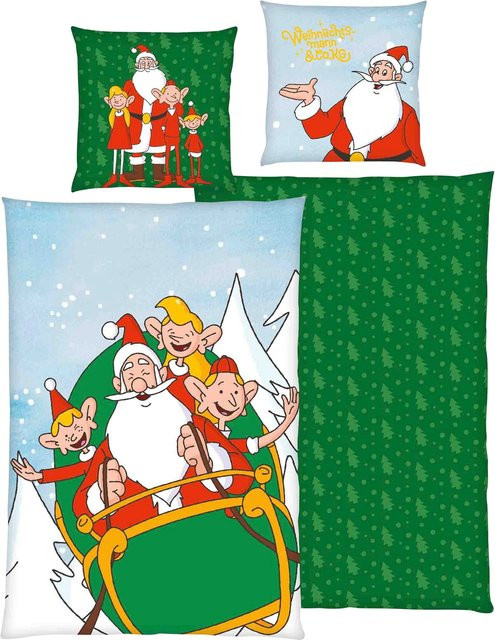 Baby Best Flanell Wende-Bettwäsche Weihnachtsmotiv für Babys, Baumwolle, B/H: 135 x 200 cm und Kissenbezug B/H: 80 x 80 cm - Bild 1