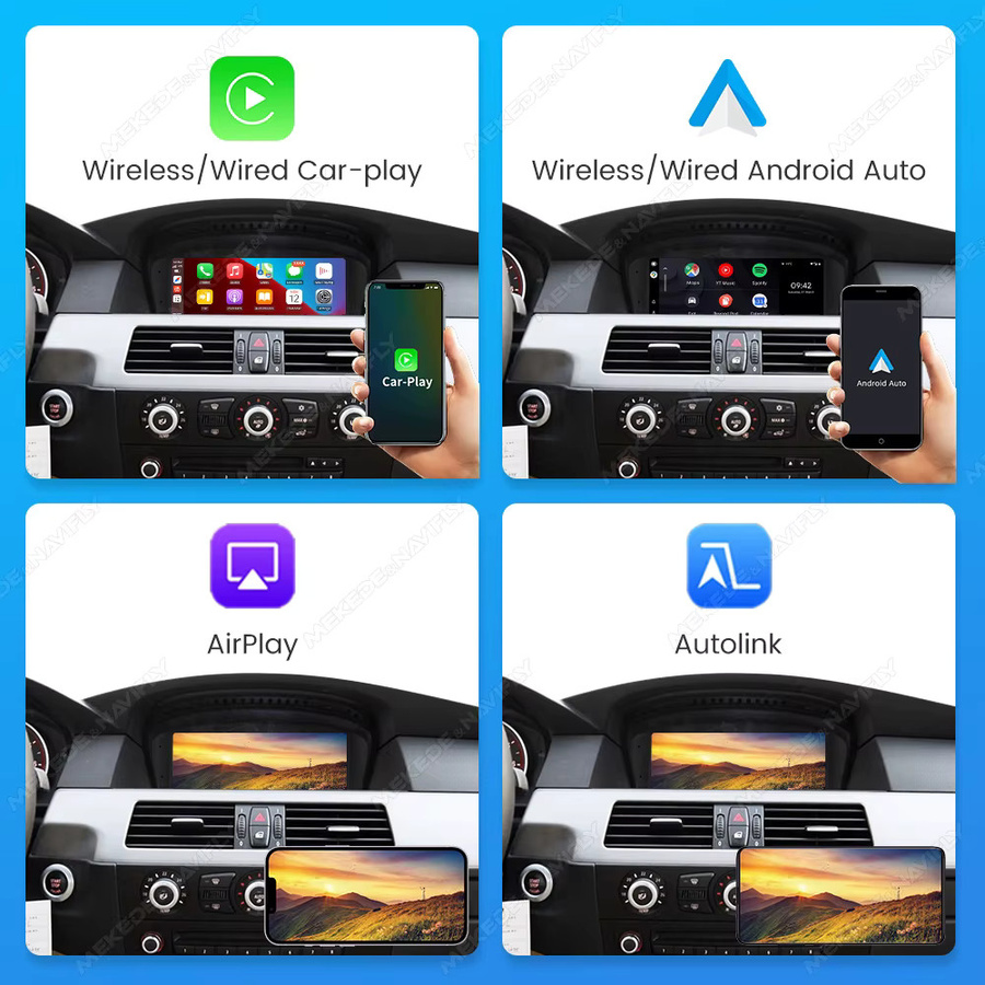 MEKEDE Linux QLED Touchscreen Infotainment-System mit kabellosem CarPlay und Android Auto für BMW E60 E61 E63 E64 E90 E91 E92 E93, 9,3 Zoll, Schwarz - Bild 3