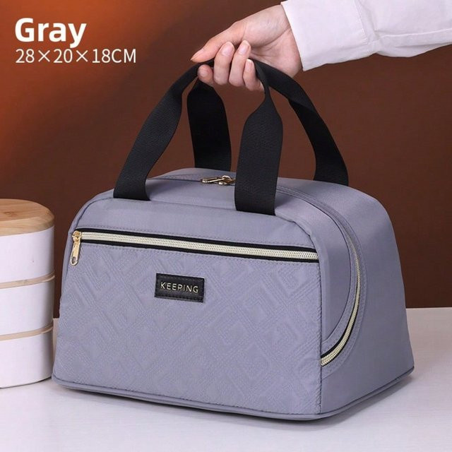 XYNN Thermoisolierte Mittagessenbox Bento-Tasche aus Stoff in Grau - Bild 1