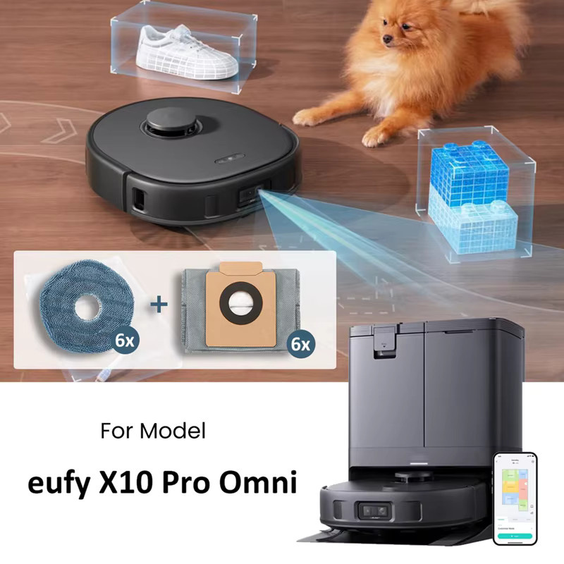 Dreame 12er-Pack Roboter-Staubsauger-Ersatzset mit Staubbeuteln und Wischpads für X10 Pro Omni-A57M in Purple - Bild 3