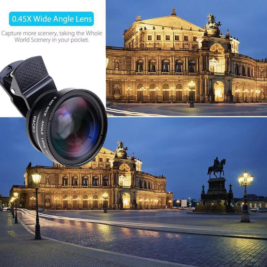 GOT-TOG 2-in-1 Universal-Clip Handy-Objektiv Set mit 0,45x Super-Weitwinkel und Makro HD-Linse, 37mm, Schwarz oder Gold - Bild 4