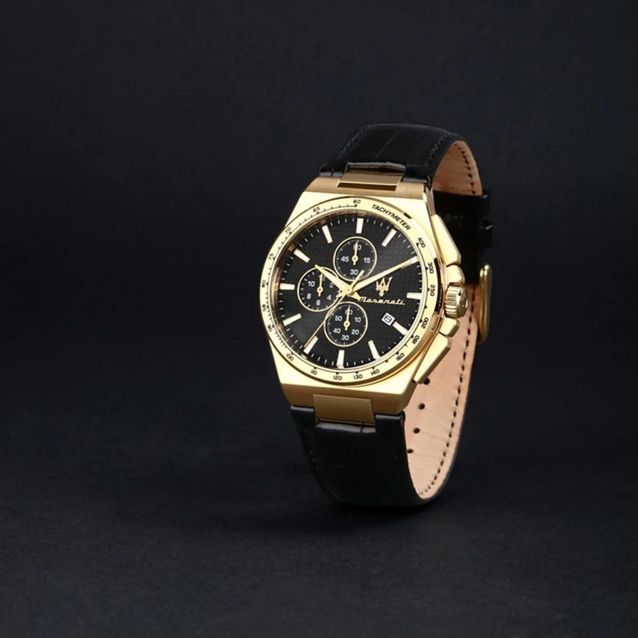 Maserati Chronograph, Quarz, Leder, Schwarz, 41 mm, Herren - Bild 3