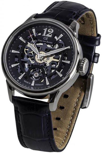 Carl von Zeyten Herrenuhr Automatik, Edelstahl, Blau, 40 mm, Leder - Bild 1