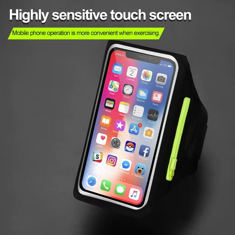 VIKEFON Fitness-Armtasche in Schwarz mit Reißverschluss zur Aufbewahrung von Handy, Kopfhörern und AirPods für iPhone und Samsung - Bild 5