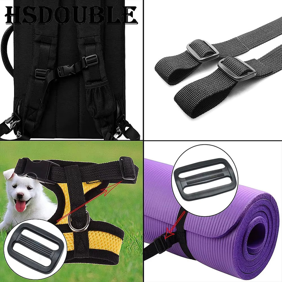 10er Packung HSDOUBLE Kunststoff Gurtband Schnallen Set mit Curve Slider Tri-Glide und Tri-Ring in Schwarz, Größen 15 bis 50 mm - Bild 5