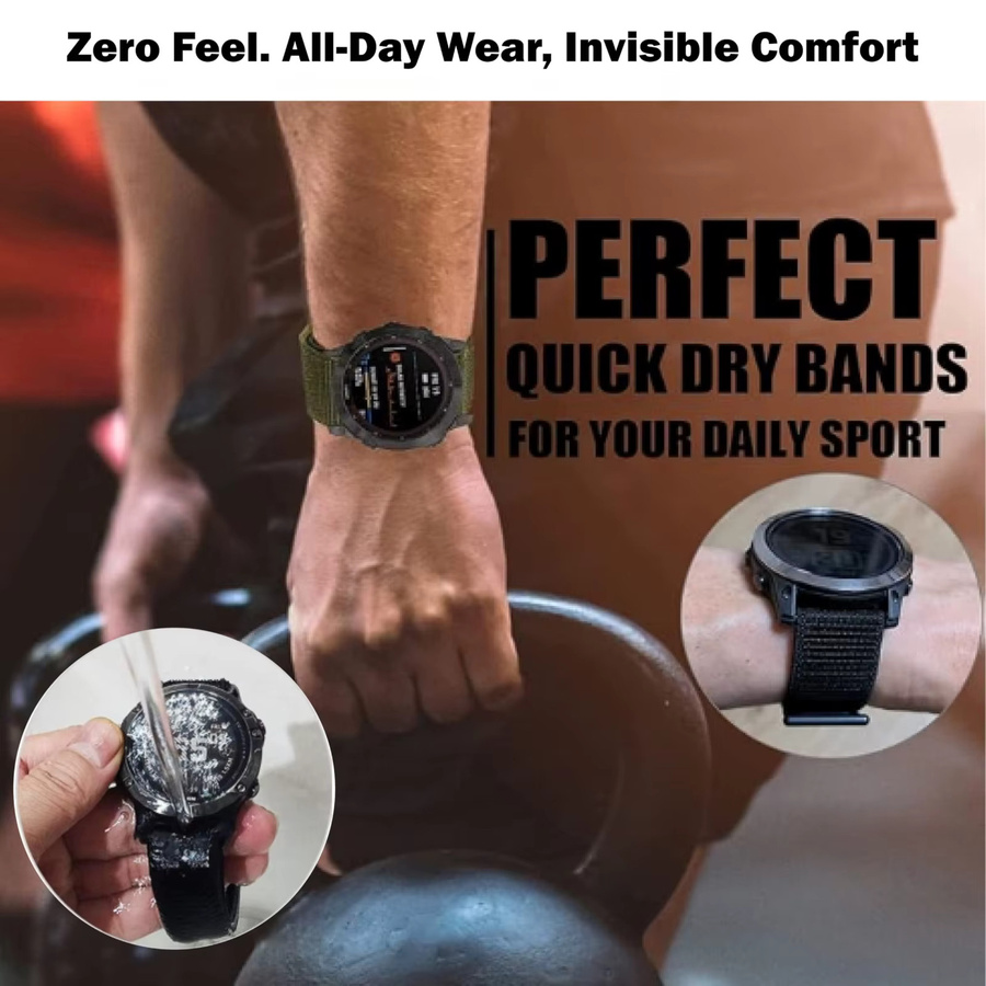 Garmin Uhrenarmband Nylon, Klettverschluss, 20 22mm, Unisex - Bild 5