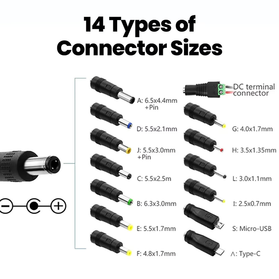 Olaf USB-C auf DC Power Boost Kabel 5V zu 12V Adapter mit 14 Barrel Plugs in Schwarz für Wifi Router und TV Box - Bild 5