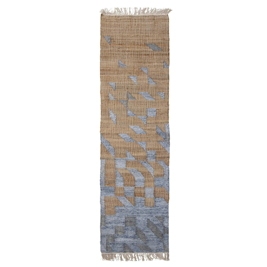 Bloomingville Teppich Vikka aus Jute in Blau und Orange mit Fransen, B/T: 75 x 245 cm - Bild 1