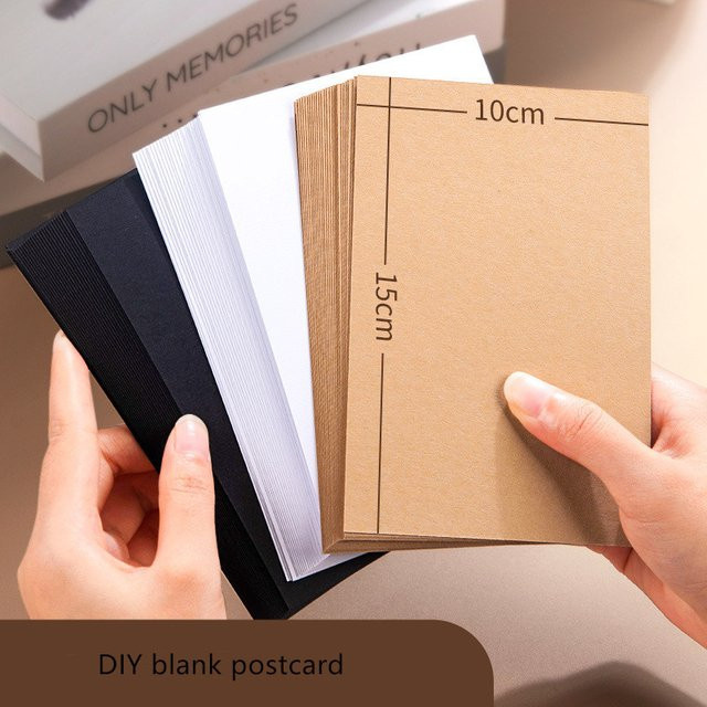 50 Stück Leere Postkarten aus 250g Karton für DIY Zeichnungen und Lesezeichen, B: 10 cm, H: 15 cm, Farben: Weiß, Schwarz, Braun - Bild 1