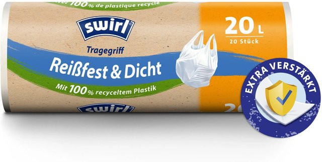 Swirl Tragegriff-Müllbeutel 20 Liter, transparent, 20 Stück - Bild 1