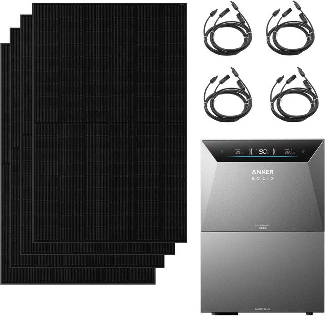 Anker SOLIX Solarbank 4 E5000 Pro in Schwarz mit 2000W bifazialen Solarmodulen und 1 BP5000 Erweiterungsakku - Bild 1
