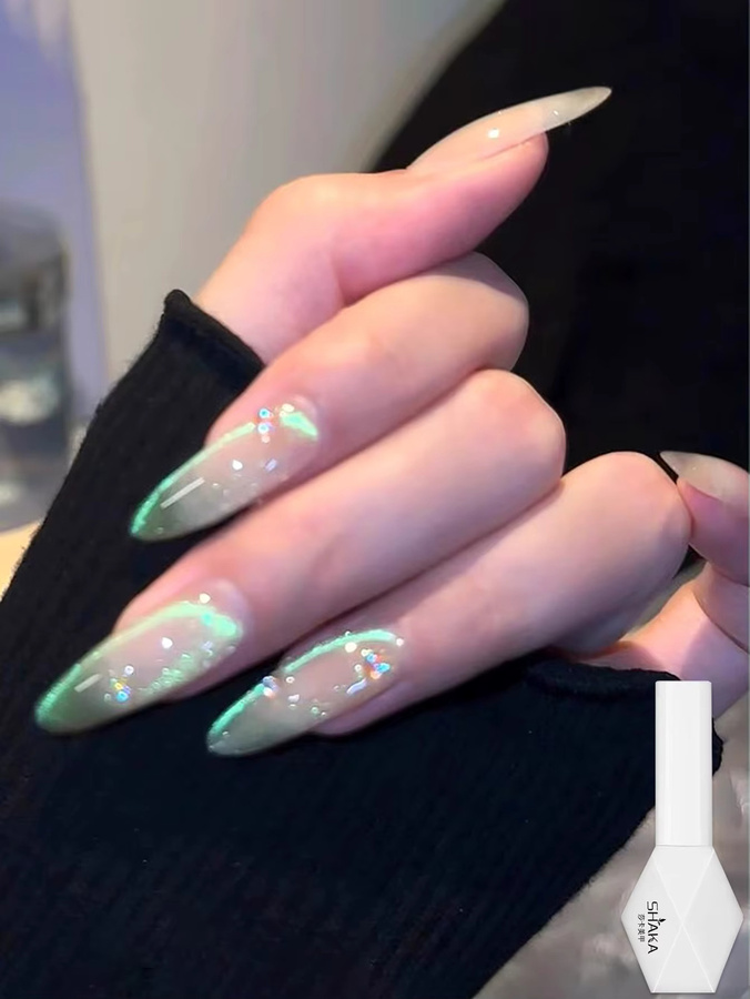 SHAKA Nagellack, Aurora Borealis Katzenauge, Grün - Bild 3