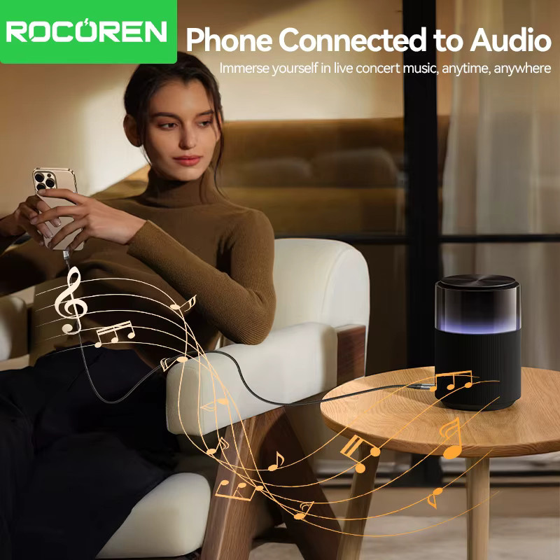 Rocoren USB-C auf 3,5 mm AUX-Kabel in Schwarz für Hi-Fi-Sound mit Klinkenanschluss für Handys, Laptops und Tablets - Bild 3