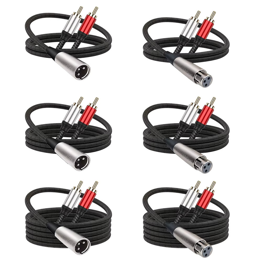 XLR zu Dual RCA Audiokabel Adapter für Kopfhörer, Verstärker und Mikrofone, Farbe: transparent - Bild 2