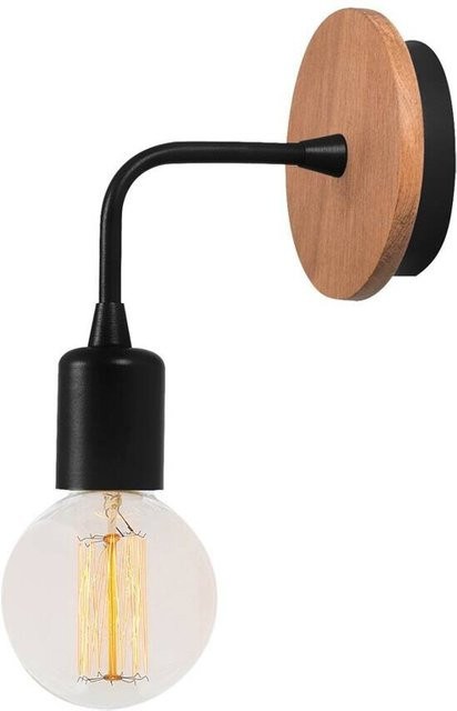 Opviq Wandleuchte in Schwarz aus Holz und Metall mit E27 Fassung, B/H/T: 10 x 13 x 10 cm - Bild 1