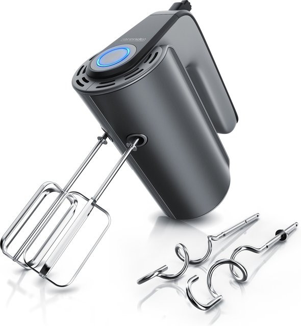 Arendo Handmixer aus Edelstahl in Grau mit Turbostaste inklusive 2 Quirle und 2 Knethaken - Bild 1