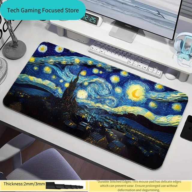 Potdemiel Gaming-Mauspad Sternennacht von Van Gogh XXL Schreibtischmatte Multicolor - Bild 1