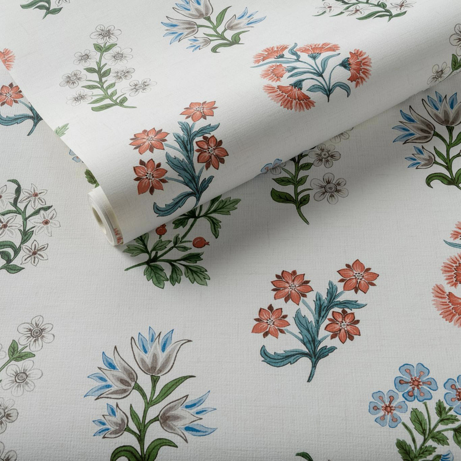 Clarke & Clarke Tapete Leiden Botanical Floral in Coral und Multicolour, Vlies-Tapete - Bild 1