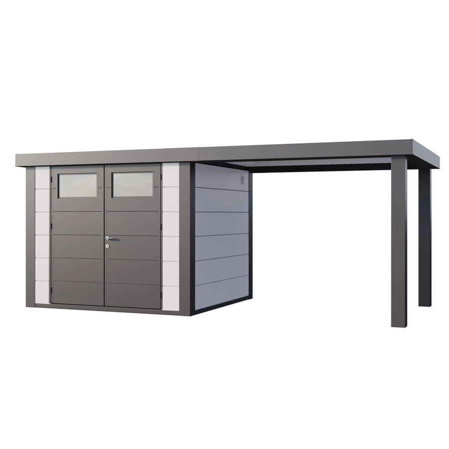 Telluria Gerätehaus Classico mit offener Lounge L Rechts in Weiß, B/T/H: 572 x 258 x 219 cm - Bild 2