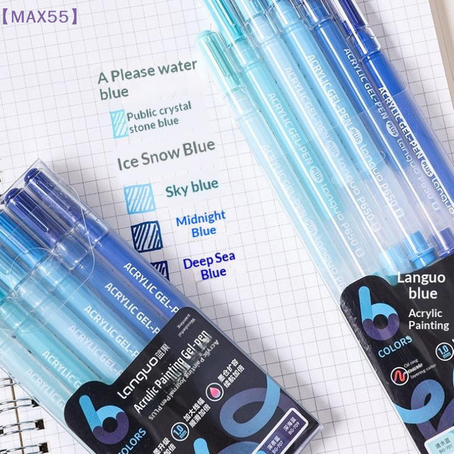 MAX-55 Set mit 6 mehrfarbigen Gelstiften für Studenten und Acrylmalerei, Schreibmarker für Handzeichnungen - Bild 1