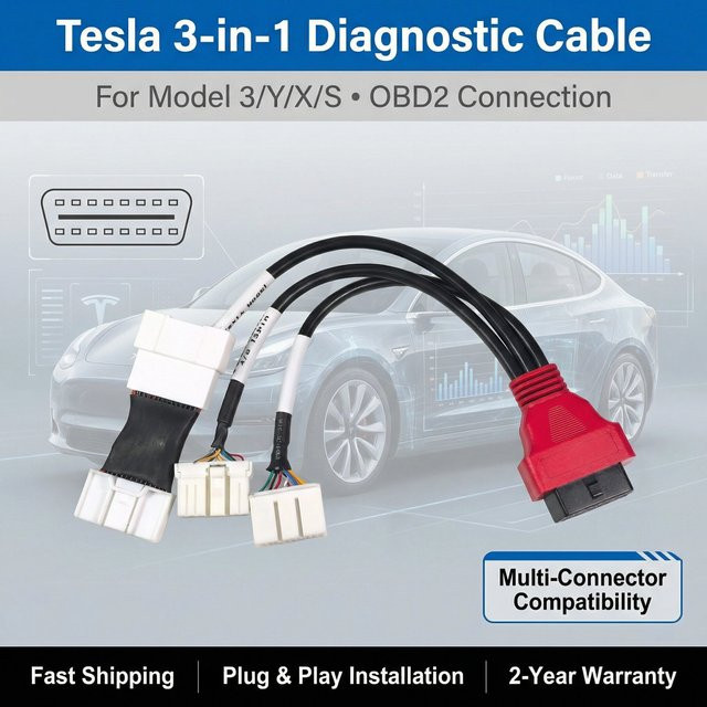 OBDIIVCI OBD2-Adapter-Diagnosekabel 1-zu-3-Splitter für Tesla 12pin/20pin/26pin kompatibel mit Autel, LAUNCH und Xtool EV-Scan-Tools - Bild 1