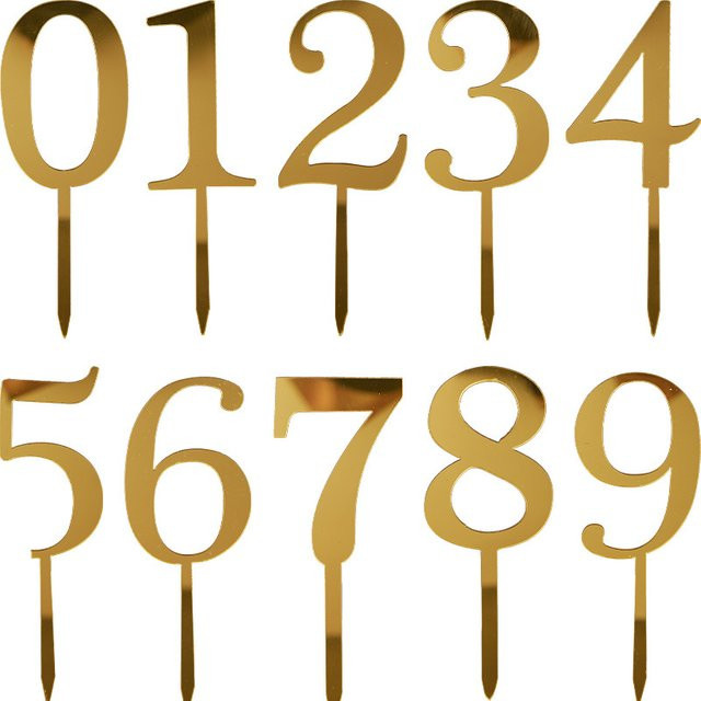 Goldener Kuchen Topper Alles Gute Zum Geburtstag aus Acryl für Kinder und Erwachsene - Bild 1
