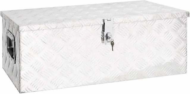 DELUKE Aluminiumbox mit Deckel und Schloss, abschließbare Alubox für Anhänger, Silber, B/T/H: 80 x 39 x 30 cm - Bild 1