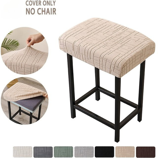 WANERQU Barhocker Abdeckungen in Beige, elastische und waschbare Sitzbezüge für Erwachsene - Bild 1