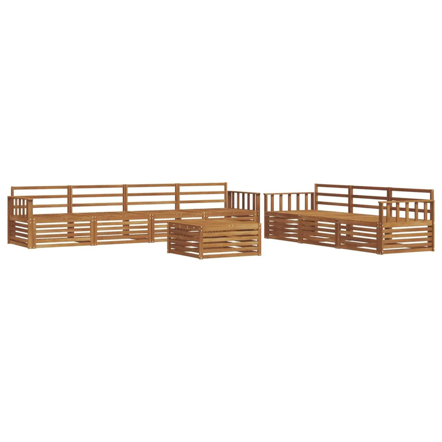 vidaXL Outdoor-Sofagarnitur 8-teilig aus Akazienholz in Natur mit braunen Polstern und modernem Latten-Design - Bild 2