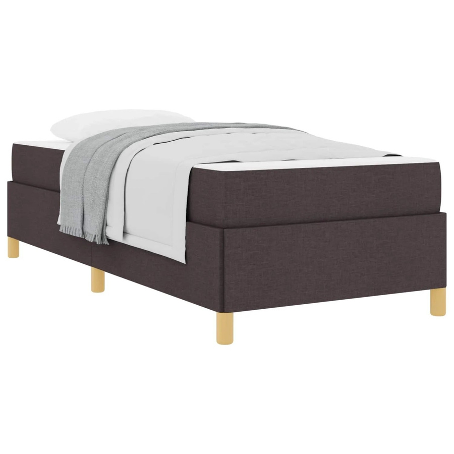 vidaXL Bettrahmen mit Matratze in Dunkelbraun, gepolstertes Bett aus Stoff und MDF, B/T/H: 90 x 190 x 55 cm - Bild 2