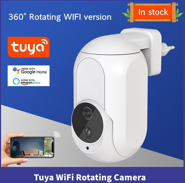 Tuya WLAN Mini Überwachungskamera in Weiß mit 1080P Auflösung, 360° Sichtfeld und Nachtsicht-LED-Lampe - Bild 1