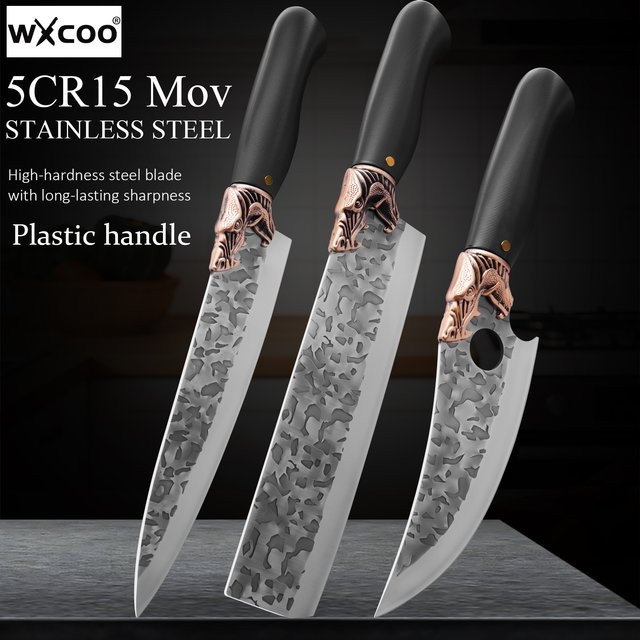 WXCOO Handgeschmiedetes Küchenmesser aus Edelstahl als Fleischbeil und Kochmesser in Silber - Bild 1