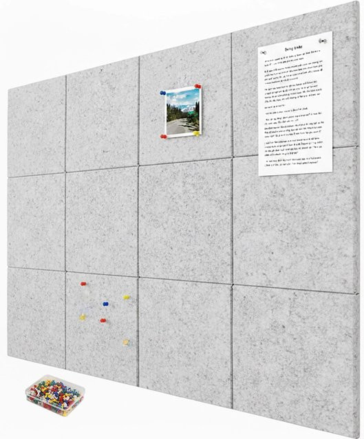 Relaxdays Filzpinnwand aus Filz, Grau, Selbstklebend, B/T/H: 30 x 30 x 0,9 cm - Bild 1