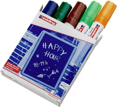 Edding 4090 Kreidemarker Set mit Meißelspitze in Blau, Grün, Braun und Orange - Bild 1